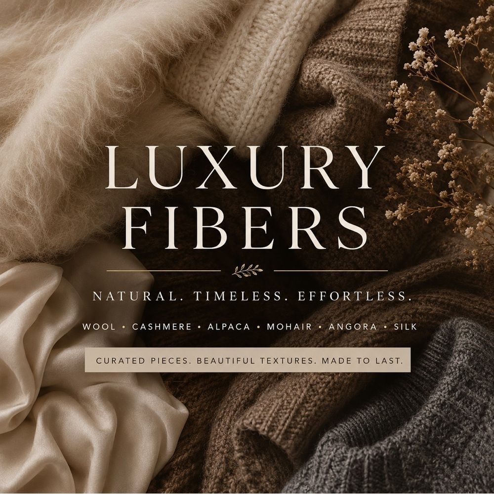 Wool, Cashmere, Alpaca, Mohair, Angora, Silk, leather, ad